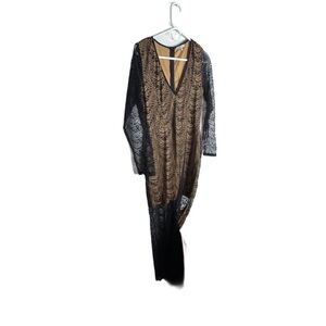 Charlotte Russe Black and Tan Long Sleeve Dress